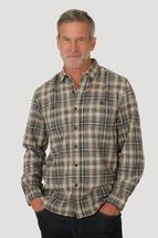 True Grit Men's Summit Slub Plaid Stretch Flannel Shirt GREY