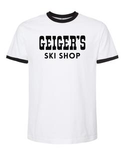 Geiger's X Wild Northland Unisex Ski Shop Ringer Tee WHITE/BLACK