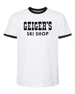 Geiger's X Wild Northland Unisex Ski Shop Ringer Tee WHITE/BLACK