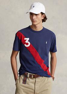 Polo Ralph Lauren Men's Classic Fit Banner-Stripe Jersey T-Shirt DARKCOBALT