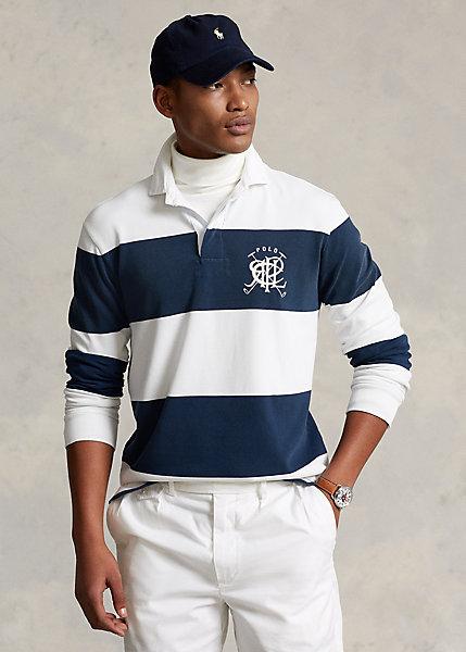 Ralph Lauren Men's Classic Fit Crest Striped Rugby Shirt - Size XL in Summer Navy/White