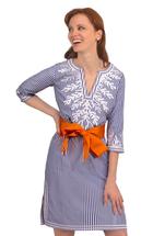 Gretchen Scott Wash / Wear Embroidered Pinstripe Dress - The Reef PINSTRIPENAVY