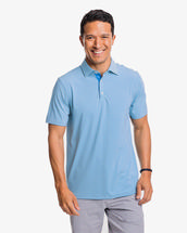 Southern Tide Men's brrr-eeze Shores Striped Performance Polo Shirt BALTICTEAL