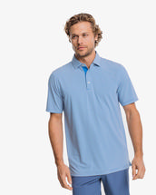Southern Tide Men's brrr-eeze Shores Striped Performance Polo Shirt CLOUDWHITE