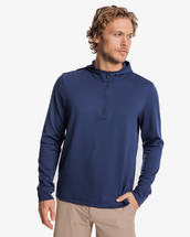 Southern Tide Men's Scuttle Heather Performance Quarter Zip Hoodie HEATHERTRUENAVY