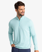 Southern Tide Men's Cruiser Heather Micro-Stripe Performance Quarter Zip Pullover HEATHERTIDALWAVE