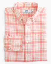 Southern Tide Men's Headland Moultrie Plaid Long Sleeve Sport Shirt FLAMINGOPINK