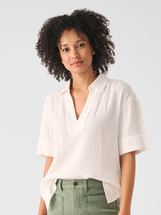 Faherty Women's Dream Cotton Gauze Wren Top WHITE