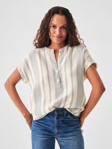 Faherty Women's Dream Cotton Gauze Desmond Top CREAMTIDALWAVEDOBBY