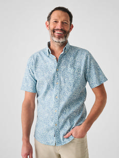 Faherty Men's Short-Sleeve Breeze Shirt TEALWATERSHILO