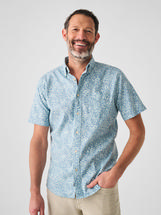 Faherty Men's Short-Sleeve Breeze Shirt TEALWATERSHILO
