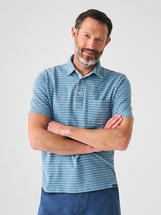 Faherty Men's Short-Sleeve Indigo Polo INDIGOBEACHSTRIPE