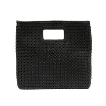 Joy Susan Rio Faux Cane Cutout Handle Tote BLACK