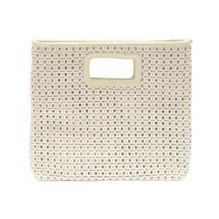 Joy Susan Rio Faux Cane Cutout Handle Tote WHITE