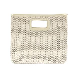 Joy Susan Rio Faux Cane Cutout Handle Tote WHITE