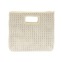 Joy Susan Rio Faux Cane Cutout Handle Tote WHITE