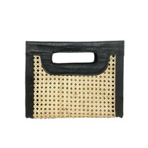 Poppy & Sage Kate Cane & Leather Clutch BLACK