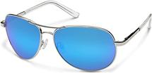 Suncloud Aviator Sunglasses (Silver, Polarized Blue Mirror Lens) 