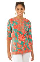 Gretchen Scott Split Neck Tunic - Glorious TURQ/CRL