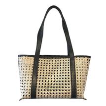 Poppy & Sage Amelia Cane Leather Tote - Mini BLACK