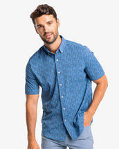 Southern Tide Men's Monterrey Print Intercoastal Short Sleeve Button Down AGEDDENIM