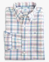 Southern Tide Men's Sapelo Plaid Intercoastal Sport Shirt FLAMINGOPINK