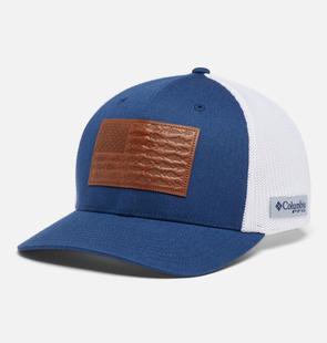 Columbia Pfg Mesh Leather Fish Flag Ball Cap