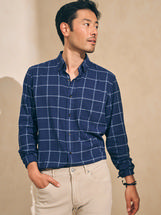 Faherty Men's The All Time Shirt NAVYDUSKWINDOWPANE