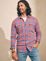 Faherty Men's Legend Sweater Shirt ROSEBLUECHECK