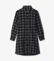 Hatley Women's Cara Shirt Dress - Black Windowpane CAVIAR