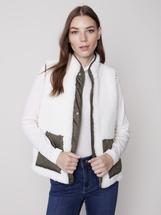 Charlie B Women's Reversible Sherpa Puffer Vest ECRU