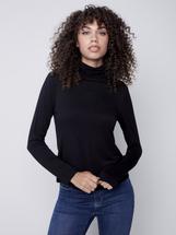 Charlie B Women's Stretch Tencel Turtle Neck BLACK