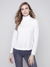 Charlie B Women's Stretch Tencel Turtle Neck CREAM