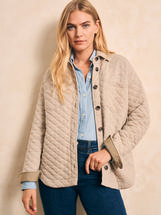 Faherty Women's Epic Quilted Fleece Overshirt OATMEALMELANGE