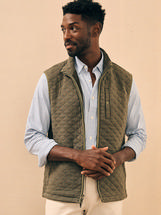 Faherty Men's Epic Quilted Fleece Vest OLIVEMELANGE