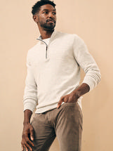 Faherty Men's Jackson Quarter Zip Sweater IVORYICEHEATHER