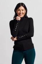 Tribal Women's Turtleneck Sweater With Buttons BLACK