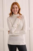 Tribal Women's Turtleneck Sweater With Buttons CREAM
