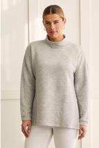 Tribal Women's Quilted Knit Tunic With Side Slits GREYMIX