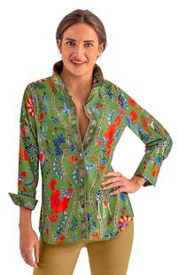 Gretchen Scott Boyfriend Shirt - Jungle Symphony OLIVE