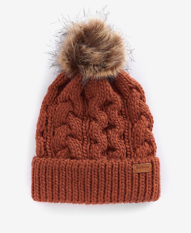 Barbour Womens Penshaw Cable Beanie Warm Ginger