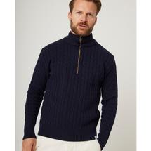 Peregrine Men's Cable Zip Neck Jumper NAVY