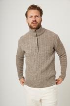 Peregrine Men's Cable Zip Neck Jumper OAK