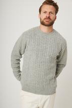 Peregrine Men's Makers Stitch Cable Crew Jumper LIGHTGREY