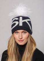 Linda Richards Luxe Ski Pom Hat - Angora Blend NAVY