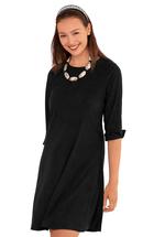 Gretchen Scott Ultra Suede Button Back Swing Dress BLACK