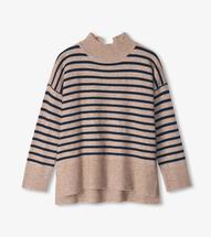 Hatley Women's Mock Neck Tunic - Graphic Stripe OATMEAL
