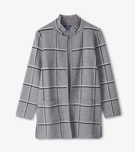 Hatley Women's Sweater Blazer - Windowpane Plaid CHARCOALMELANGE