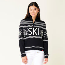Krimson Klover Women's Heidi Zip Neck Sweater BLACK
