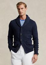 Polo Ralph Lauren Men's Marled Cotton Shawl-Collar Cardigan NAVYRAGG